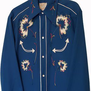 BAR C vintage western shirt is a classic, embroidery symbolizes H BAR C!